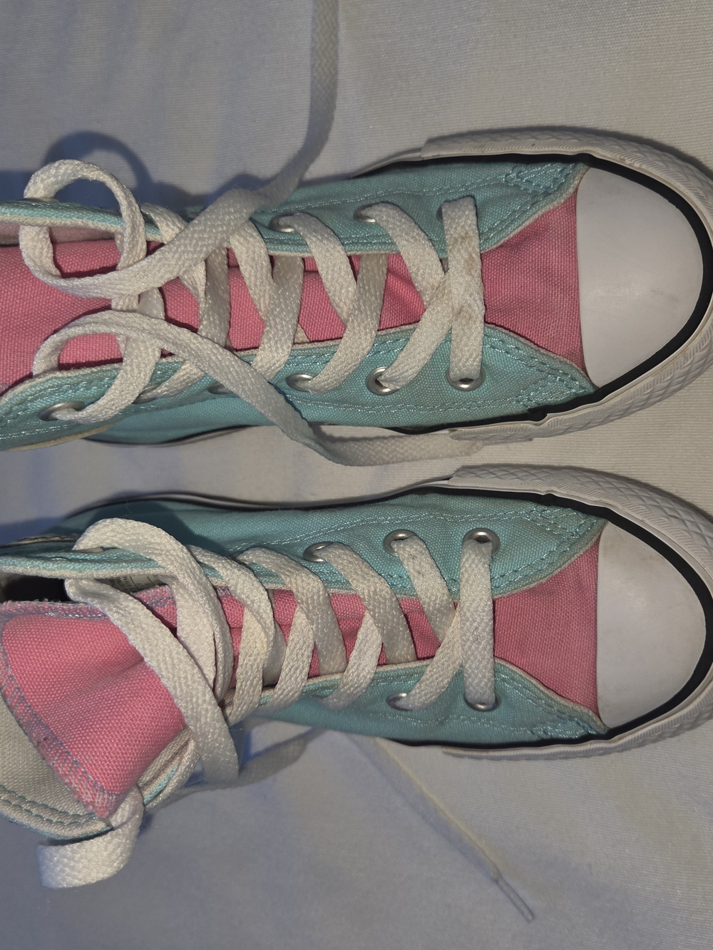 Kids Canvas High-Top Sneakers in Pink and Teal